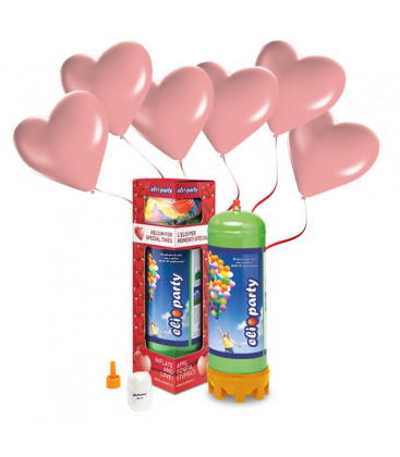 Bombola Elio MEDIUM + 16 palloncini rosa Cuore